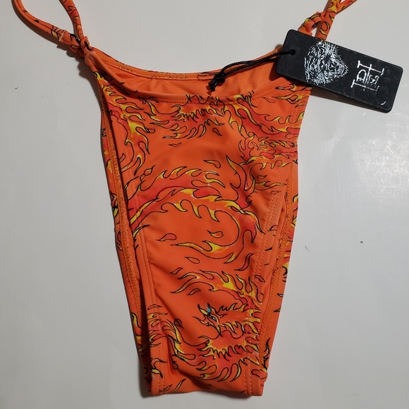 NWT Ed Hardy Orange Firebird 2 Piece Bandeau String Bikini Set Swimsuit - Large - Picture 8 of 13